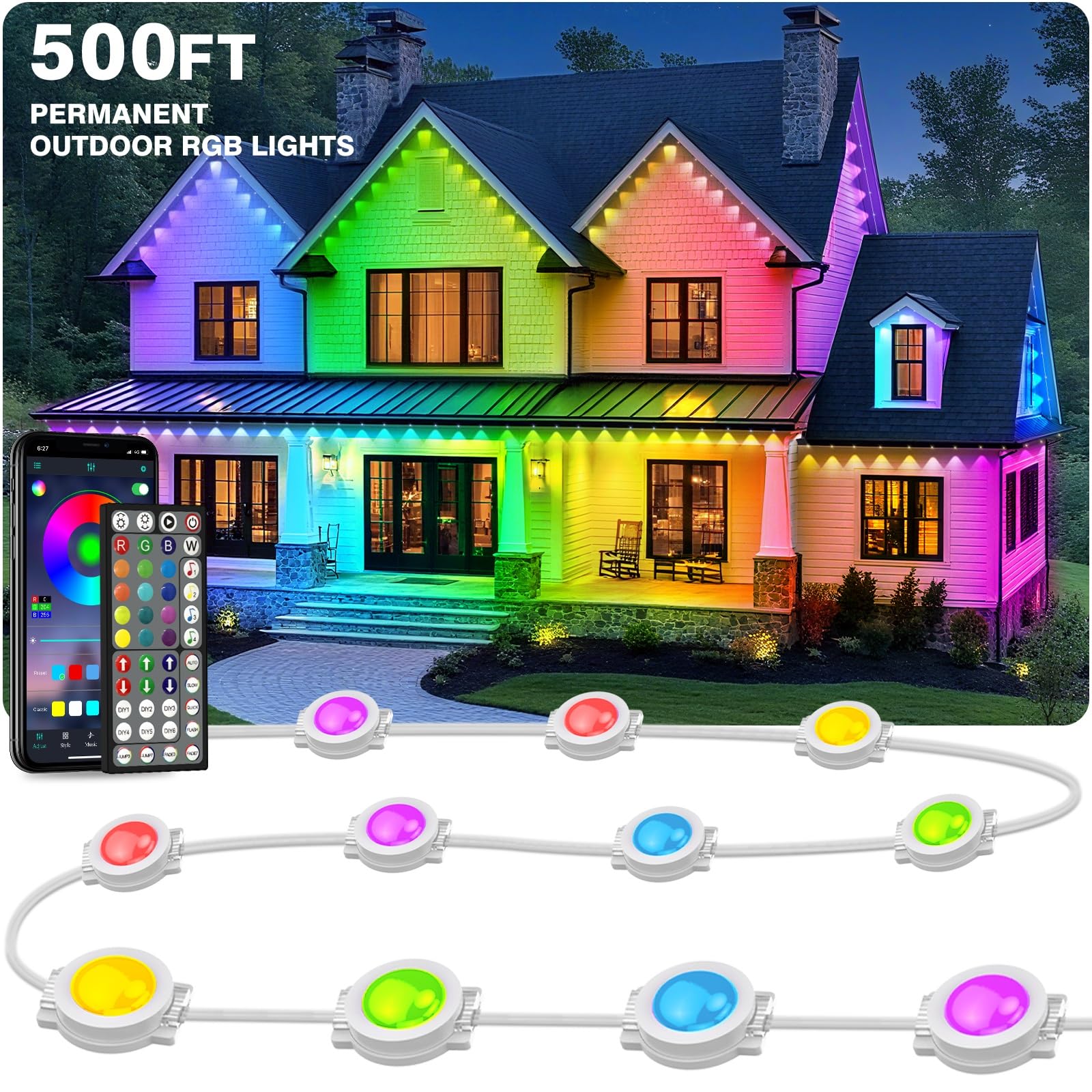 Amazon.com: LITSOUL 500FT Permanent Outdoor Lights for House